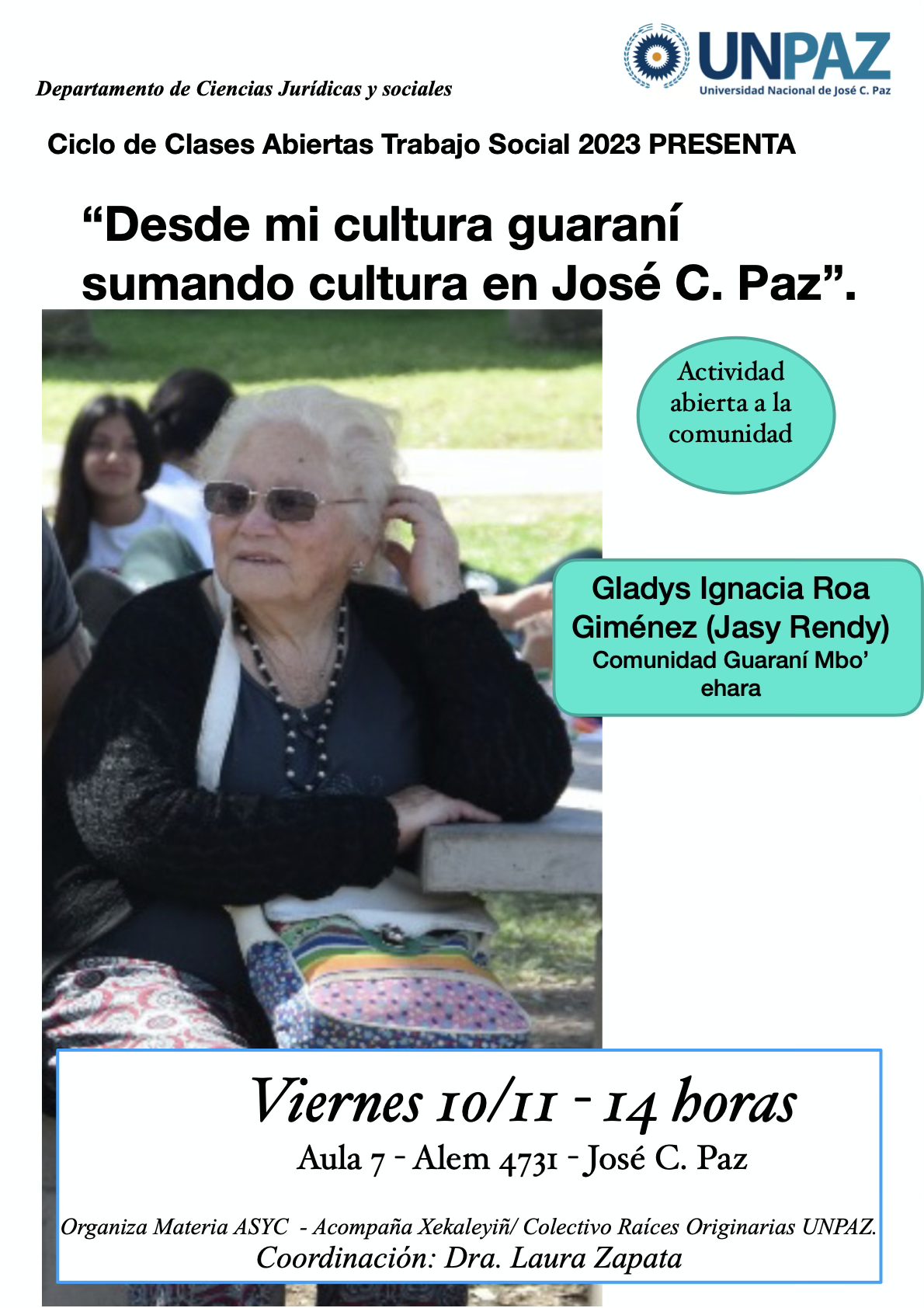 La Unpaz invita a la clase abierta “Desde mi cultura guaraní, sumando cultura en José. C. Paz”