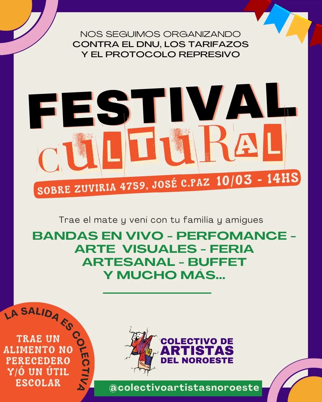 El Colectivo Artistas del Noroeste invita a un Festival Cultural