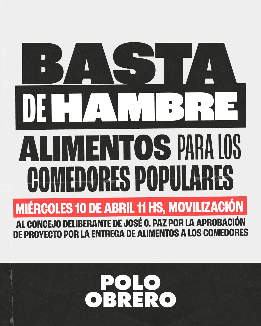 José. C. Paz: El Polo Obrero se moviliza al Concejo Deliberante bajo la consigna “Basta de hambre”