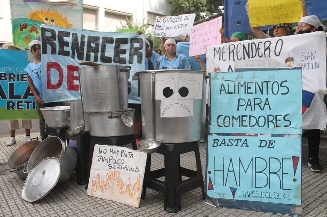 “Milei es hambre” Libres del Sur y otras organizaciones denuncian el desabastecimiento y la persecución a los comedores populares