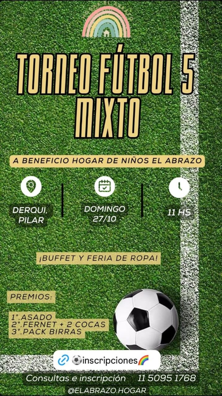 El Abrazo Hogar invita a un Torneo de Futbol mixto a beneficio