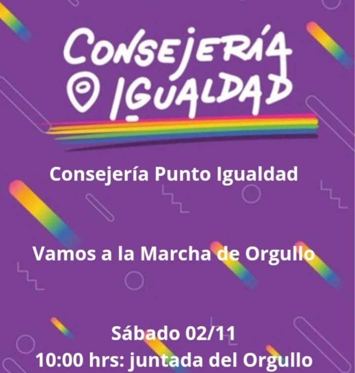 La Consejería Punto Igualdad invita a la Marcha del Orgullo