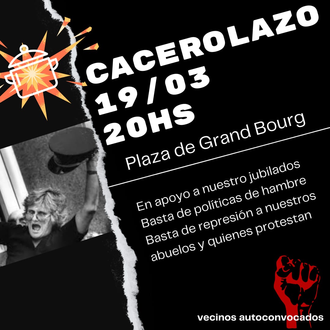 Grand Bourg: Cacerolazo en apoyo a los jubilados