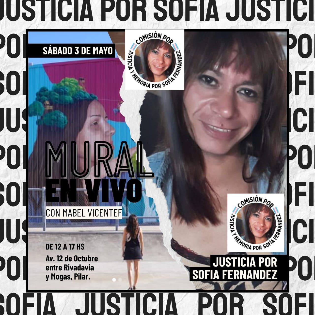 Mural en vivo a pedido de Justicia por Sofía Fernandez